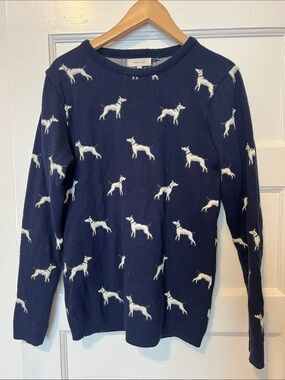 River Island Navy & White Knit Sweater with Dog Motif